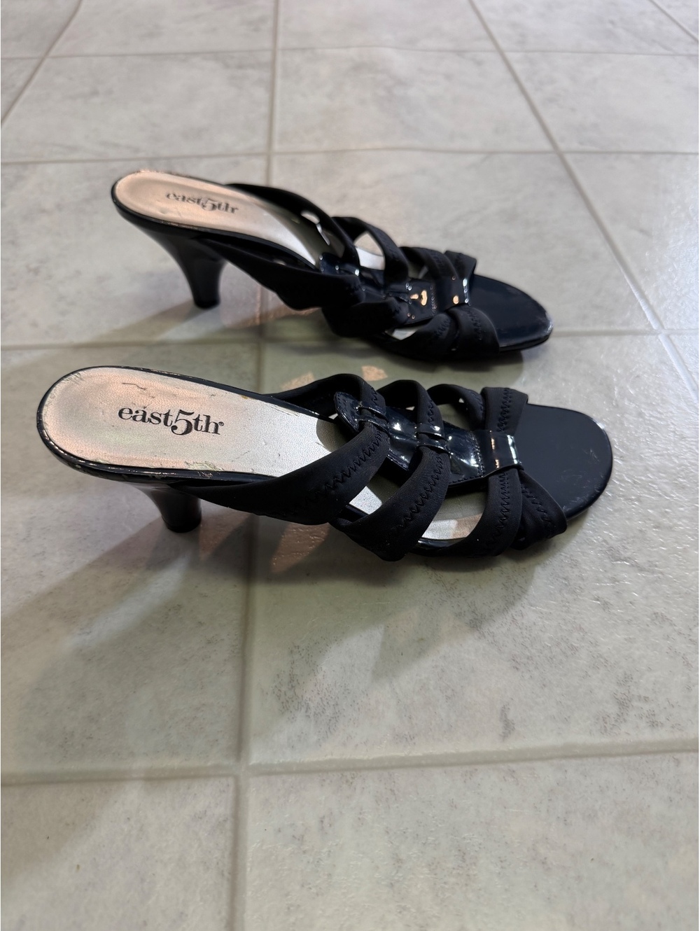 east5th Black Strappy Kitten Heel Sandals
